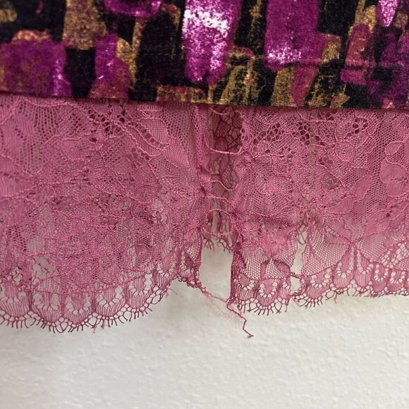 LOGO By Lori Goldstein Multicolor Lace Trim Tunic Rayon Purple Blouse Womens 1X - Picture 5 of 16